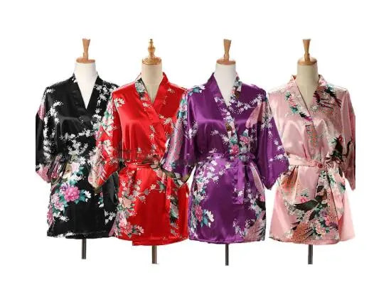 Women's Floral Print Satin Robe