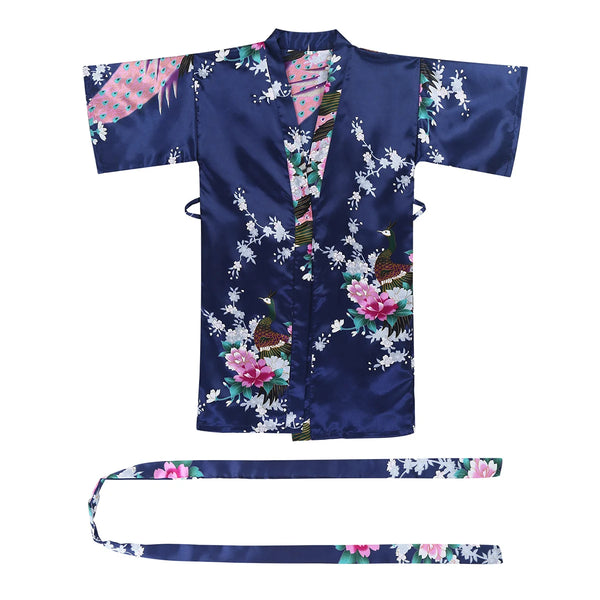 Kids Floral Kimono Style Satin Robe