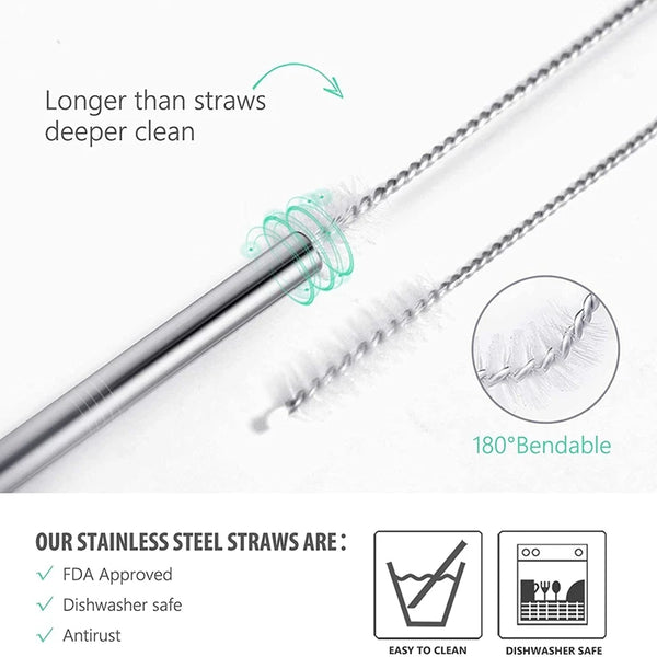 10 Pack Reusable Metal Straws