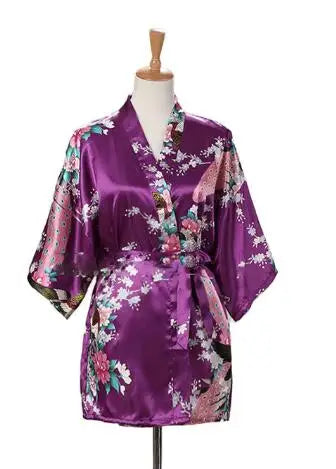 Women's Floral Print Satin Robe