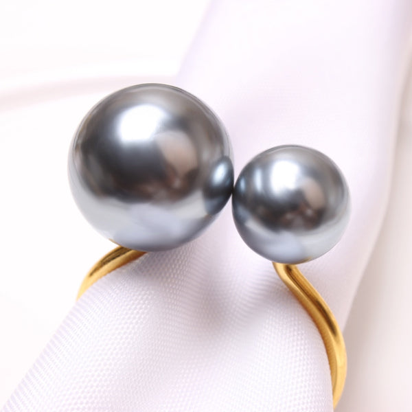 Elegant Pearl Napkin Rings - 6Pack