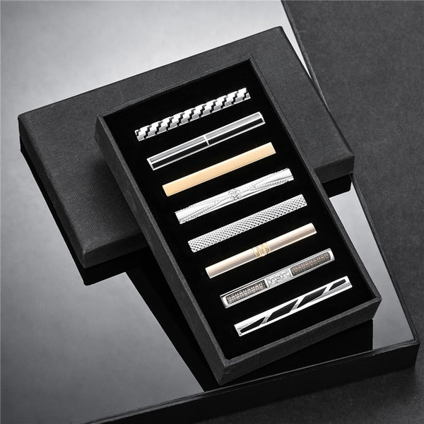 Luxurious 8Pc Tie Clip Set With Gift Box