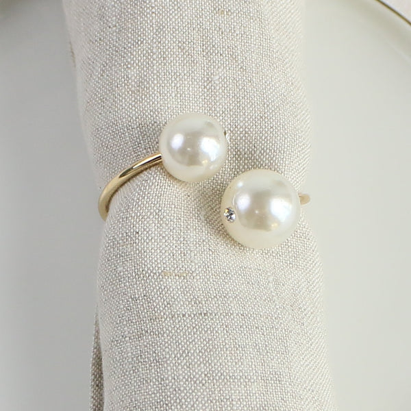 Elegant Pearl Napkin Rings - 6Pack