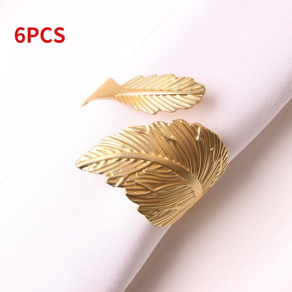 Leaf Style Napkin Rings - 6 or 12Pack