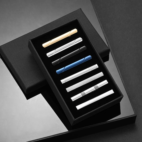 Luxurious 8Pc Tie Clip Set With Gift Box