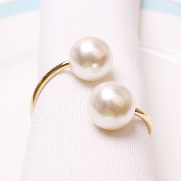 Elegant Pearl Napkin Rings - 6Pack