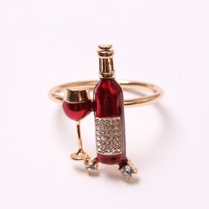 Wine Bottle and Glass Design Napkin Ring - 12pack