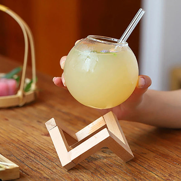 Cocktail Glass With Wooden Stand