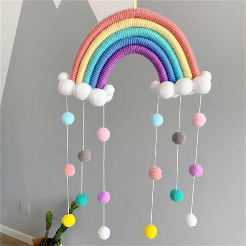 Handwoven Hanging Rainbow Clouds Decor