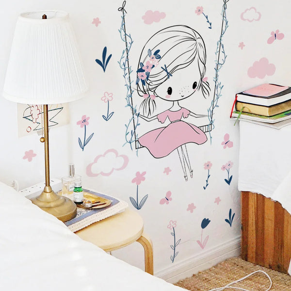 Girl on a Swing Wall Sticker