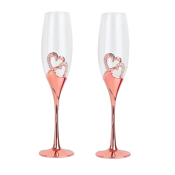 2 Hearts Champagne Glass