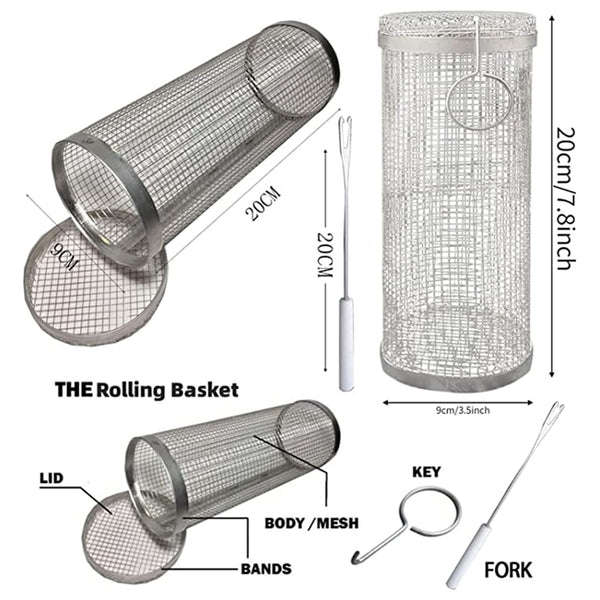 Rolling Barbeque Grill Baskets