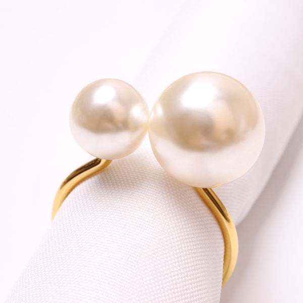 Elegant Pearl Napkin Rings - 6Pack