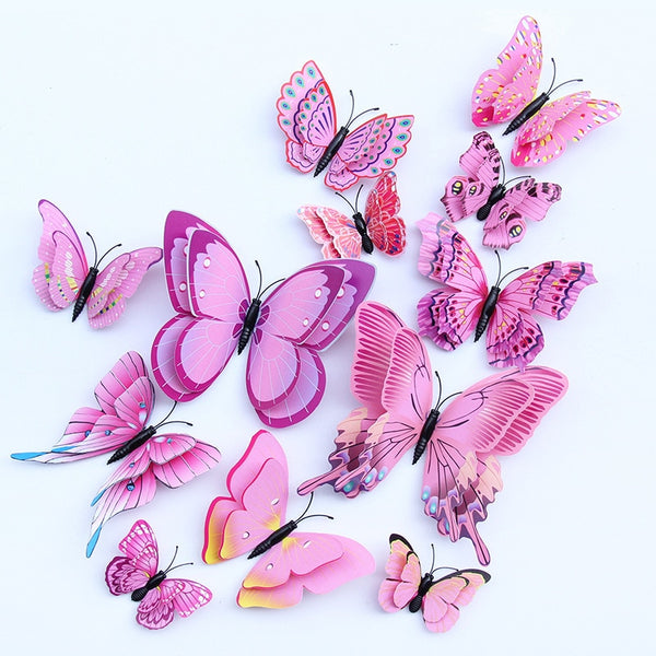 3D Double Layer Butterfly Wall Magnet Stickers