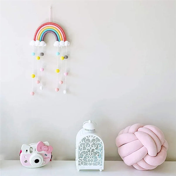 Handwoven Hanging Rainbow Clouds Decor