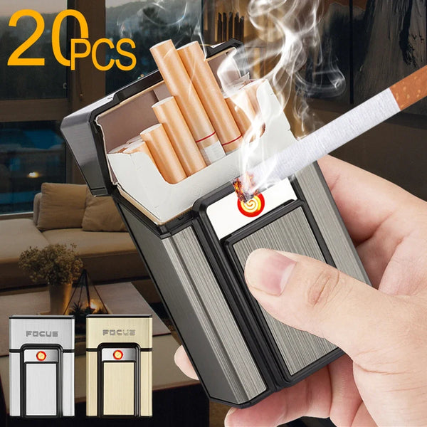 Fancy Cigarette Case With USB Rechargeable Lighter