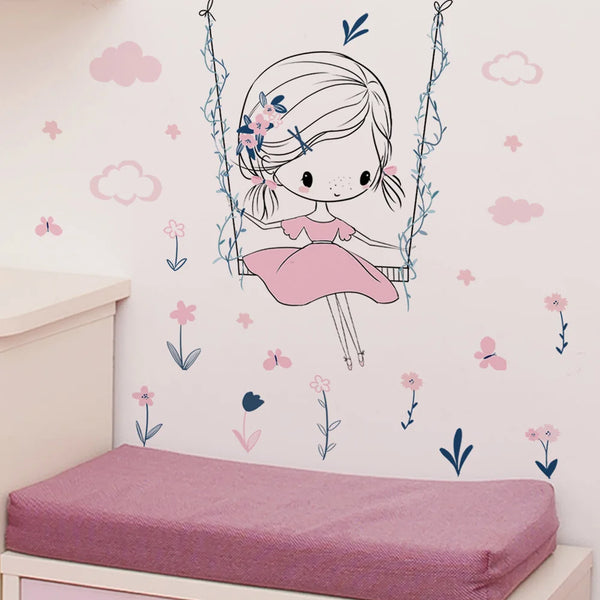 Girl on a Swing Wall Sticker