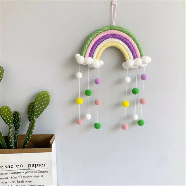 Handwoven Hanging Rainbow Clouds Decor