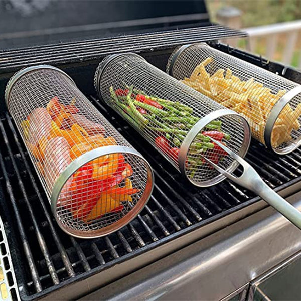 Rolling Barbeque Grill Baskets