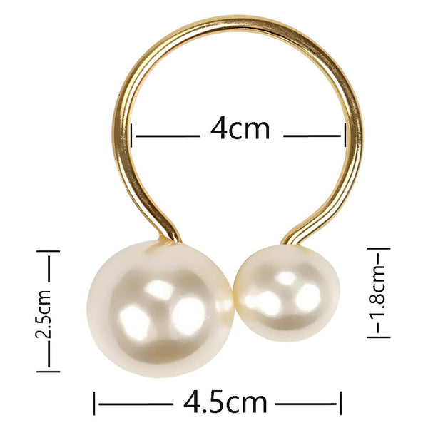 Elegant Pearl Napkin Rings - 6Pack