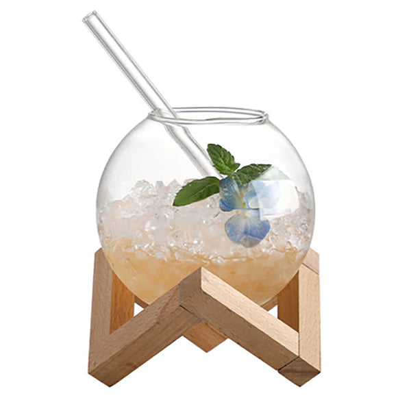 Cocktail Glass With Wooden Stand