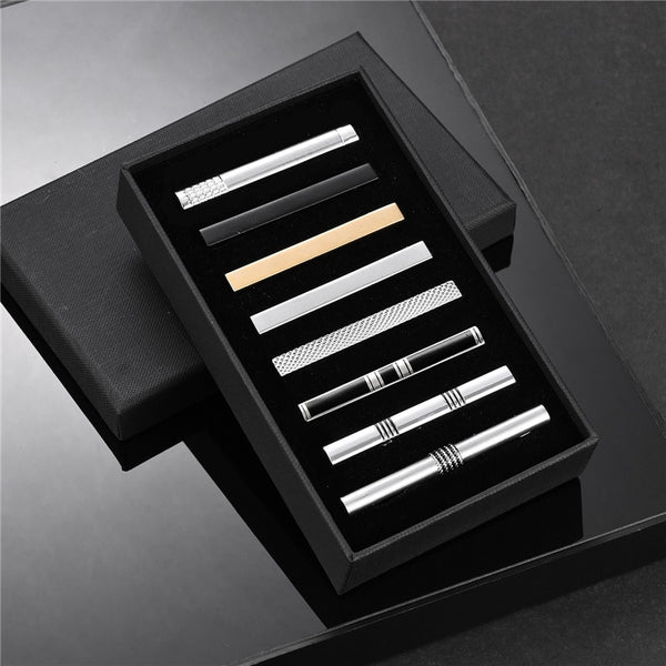 Luxurious 8Pc Tie Clip Set With Gift Box