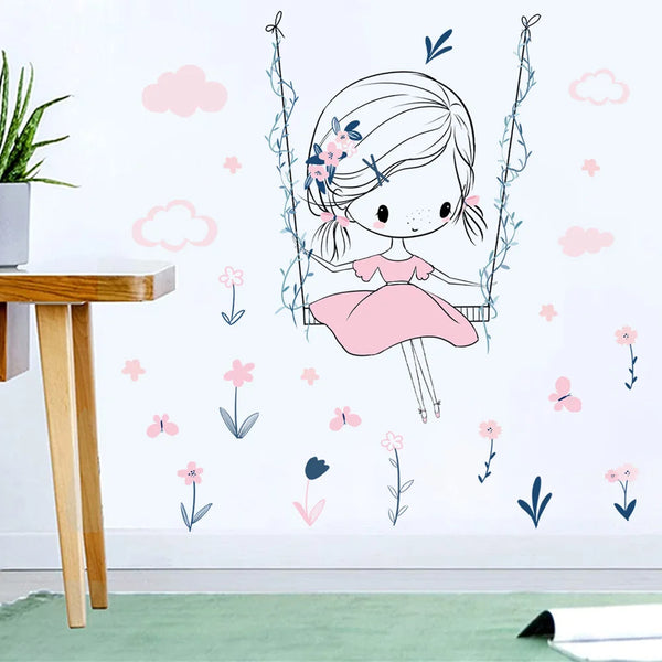 Girl on a Swing Wall Sticker