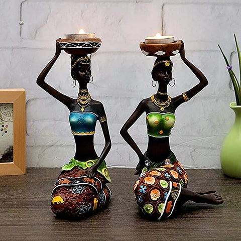 African Women Candle Holders