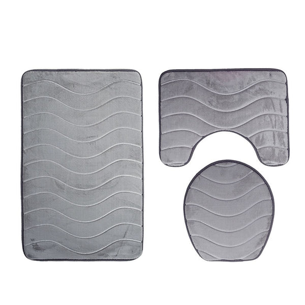 3D Embossed Bath Mat Set