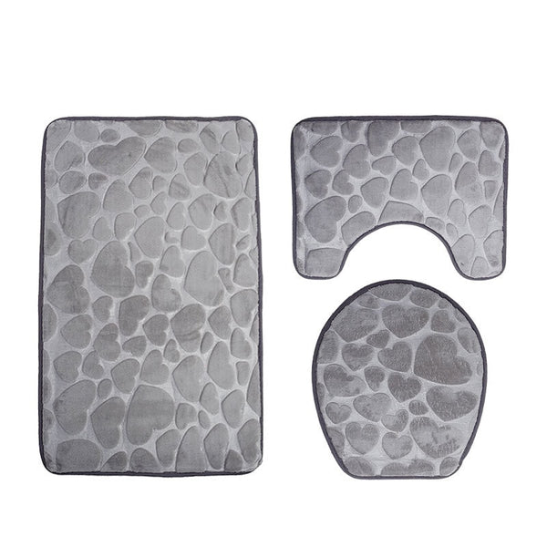 3D Embossed Bath Mat Set