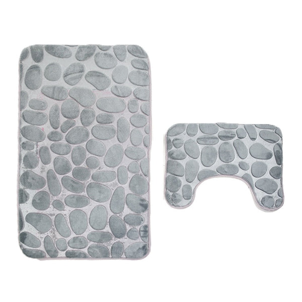 3D Embossed Bath Mat Set