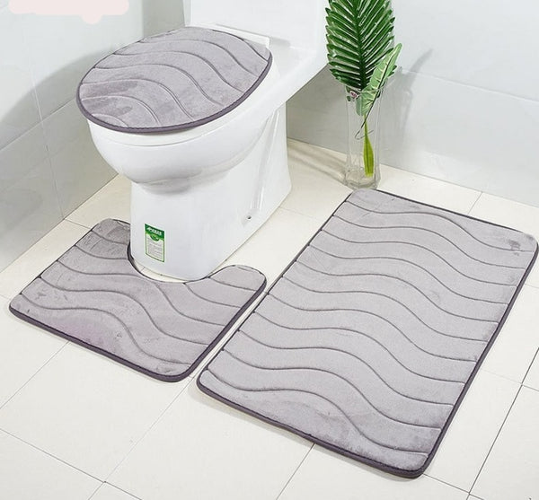 3D Embossed Bath Mat Set