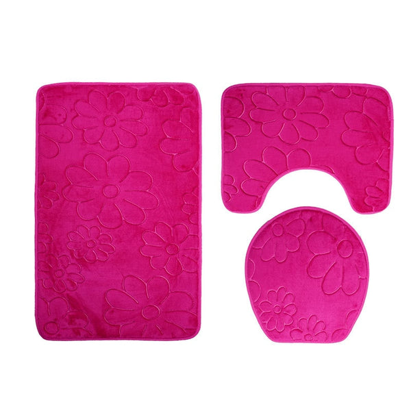 3D Embossed Bath Mat Set