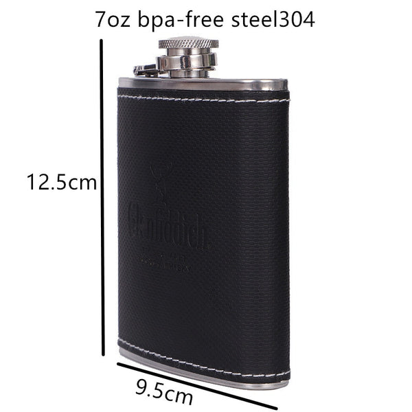 Leather/Metallic Hip Flask Set