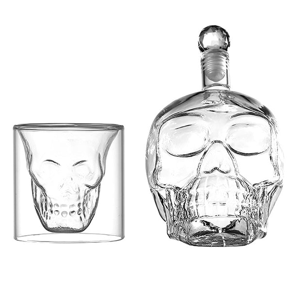 Skull Shaped Alcohol Container & Glass Set