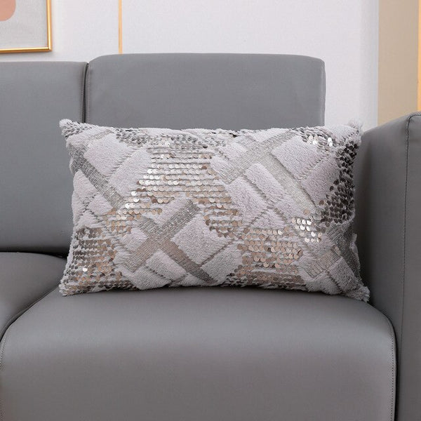 Luxurious Sequin/Fur Cushion Cover