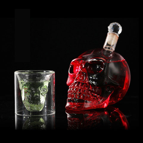 Skull Shaped Alcohol Container & Glass Set