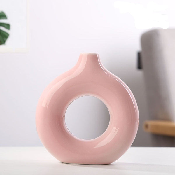 Ceramic Circular Hollow Style Vase