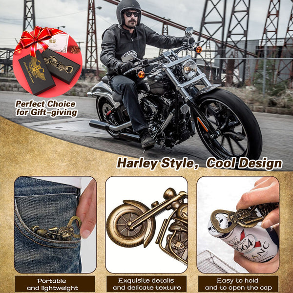 Bronze Motorcycle Beer Bottle Opener Gift Set