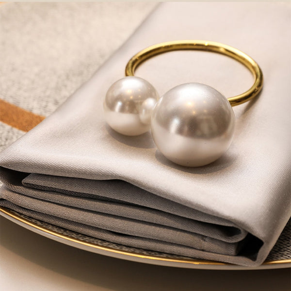 Elegant Pearl Napkin Rings - 6Pack