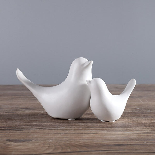 Black and White Bird Figurines