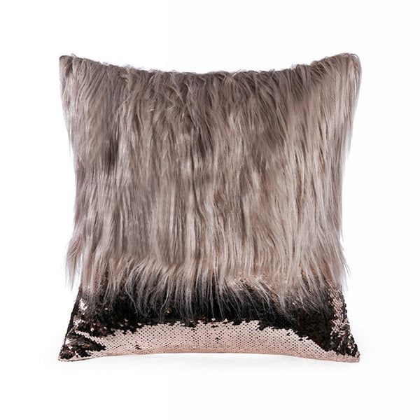 Luxurious Sequin/Fur Cushion Cover