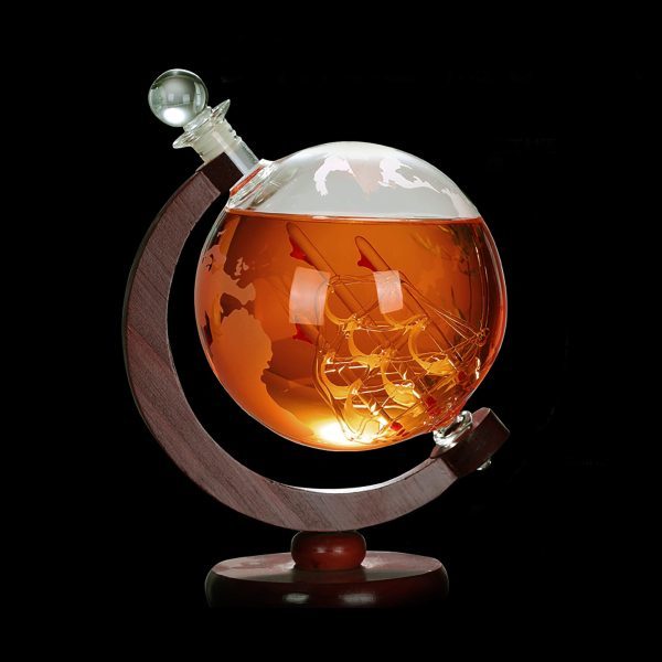 Whisky Globe Decanter & Crystal Wobbling Glass Set