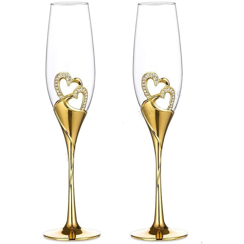 2 Hearts Champagne Glass