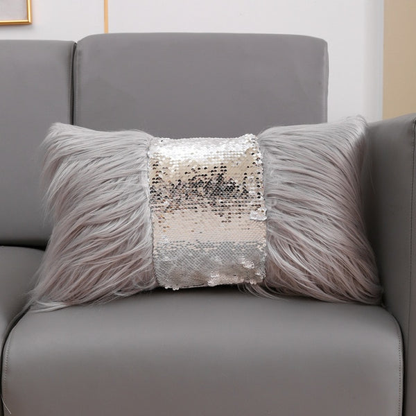 Luxurious Sequin/Fur Cushion Cover