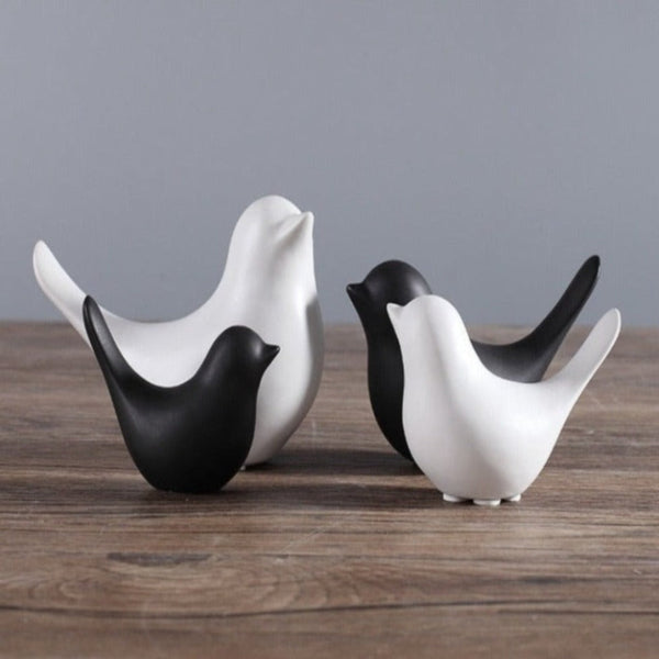 Black and White Bird Figurines