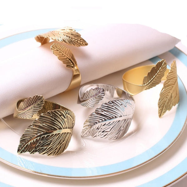 Leaf Style Napkin Rings - 6 or 12Pack