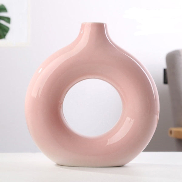 Ceramic Circular Hollow Style Vase