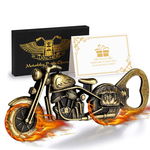 Bronze Motorcycle Beer Bottle Opener Gift Set