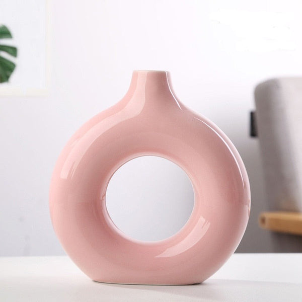 Ceramic Circular Hollow Style Vase